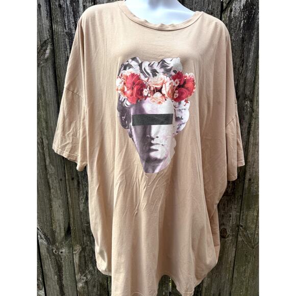 Tan ASOS design Curve bust with flowers tee size 22 - Picture 1 of 4